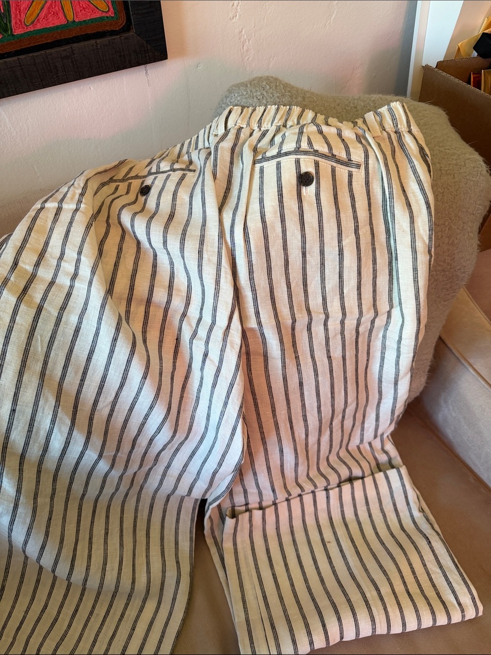 J. Crew Cream and Black Striped Linen Pants - Picture 4 of 5